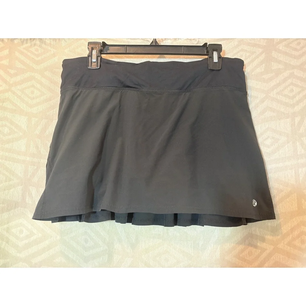 Lululemon Pace Rival Mid-Rise Pleated‎ Black Tennis Golf Athletic Skort